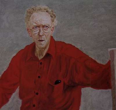 Self-portrait in a red shirt